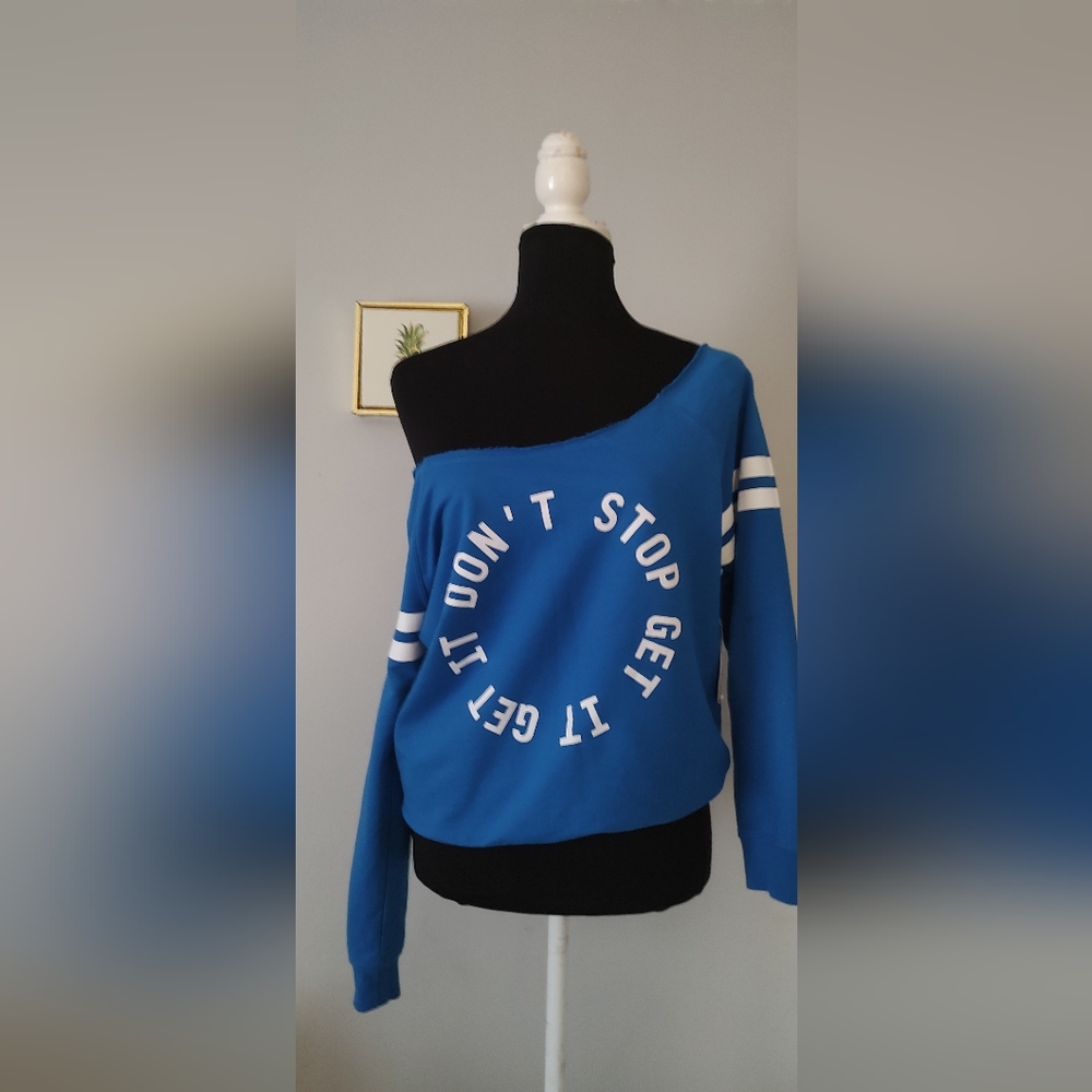 BONGO Blue Off-Shoulder Sweater